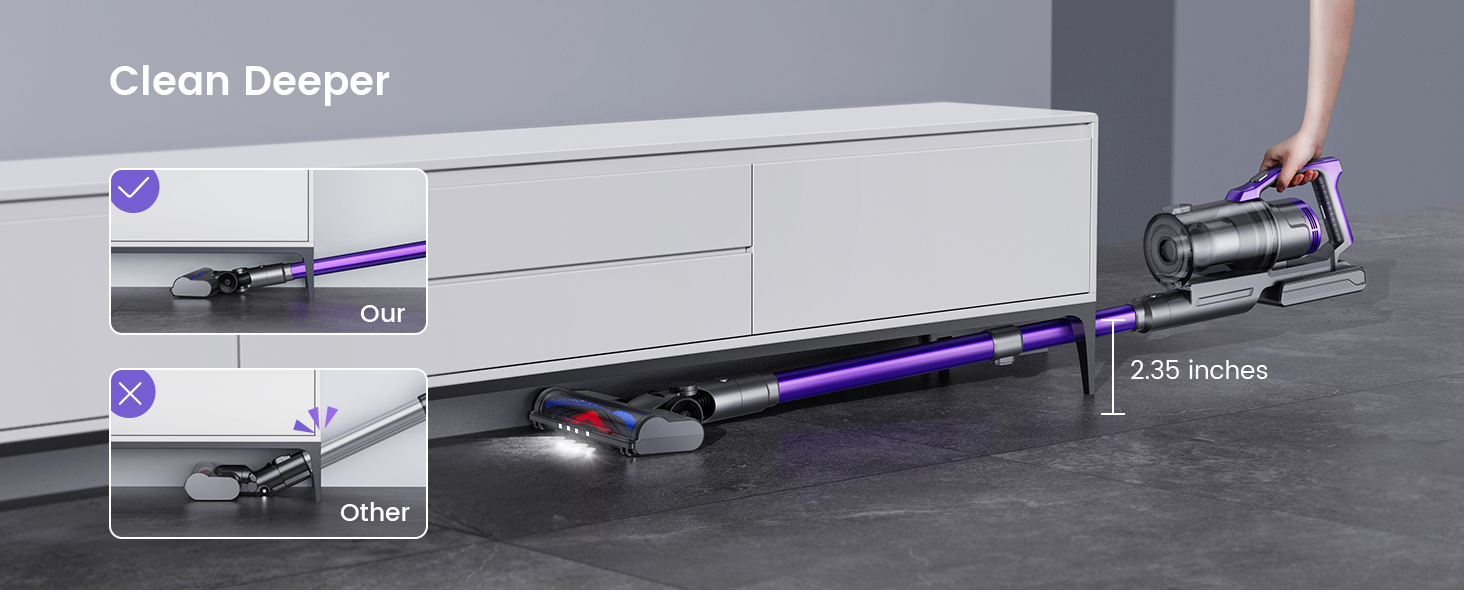 Cordless Vacuum Cleaner, 450W Stick Vacuum Cleaner, OLED Color Screen Display, Up