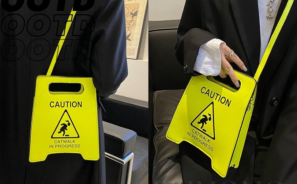 Amazon.com: Novelty Shoulder Bag,Fashion Caution Tote
