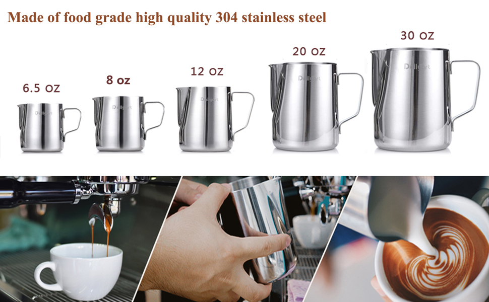 Dailyart Milk Frothing Pitcher 13.5oz/400ml 304 Stainless