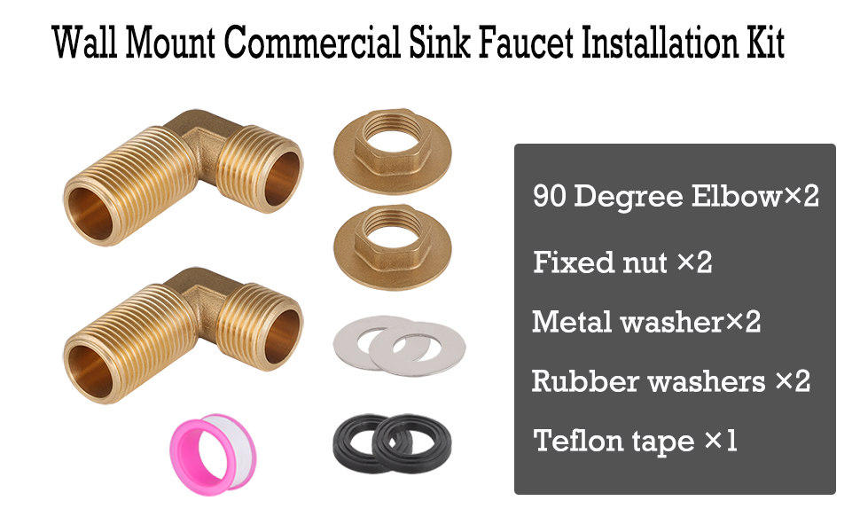 Walkinginrain Wall Mount Commercial Faucet Installation Kit, Wall Mount Kitchen Faucet