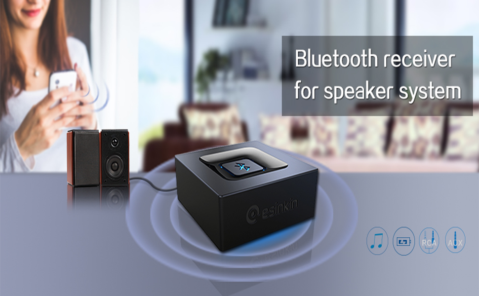 Bluetooth Audio Adapter for Music Streaming Sound System, esinkin