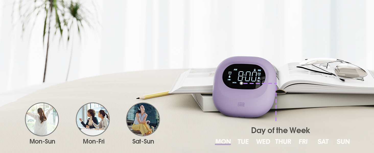 2 alarm clock twin bell dual alarm with 7-5-2 modes weekday weekend setting day of the week display