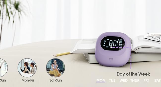 2 alarm clock twin bell dual alarm with 7-5-2 modes weekday weekend setting day of the week display