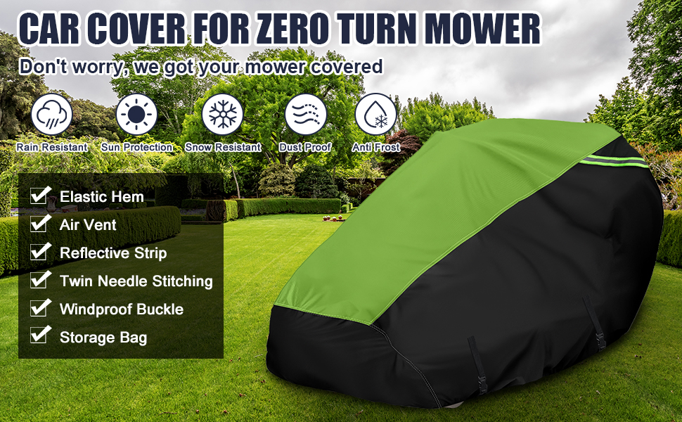 Zero Turn Mower Cover with Bagger Attachment, Universal Fit Decks up to 60" with