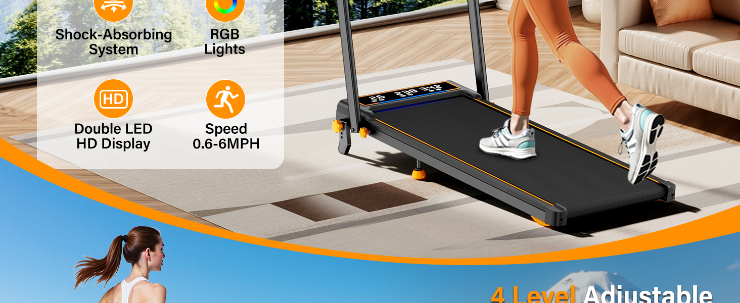 walking pad with incline handle bar treadmill for home