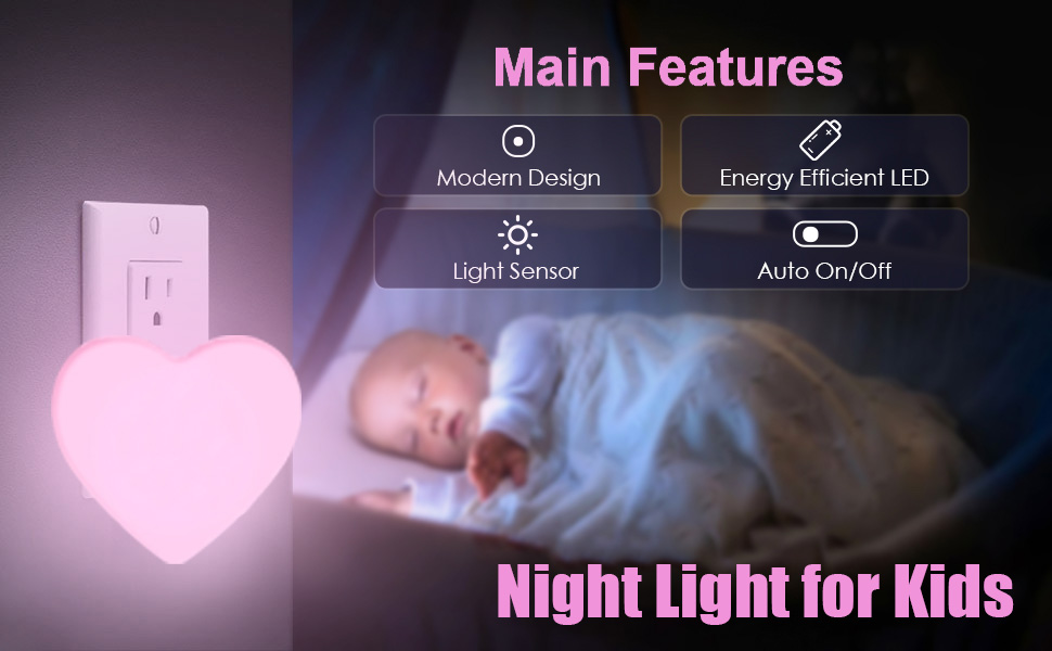 INZU Night Lights Plug into Wall, LED Night Light for Kids, Cute