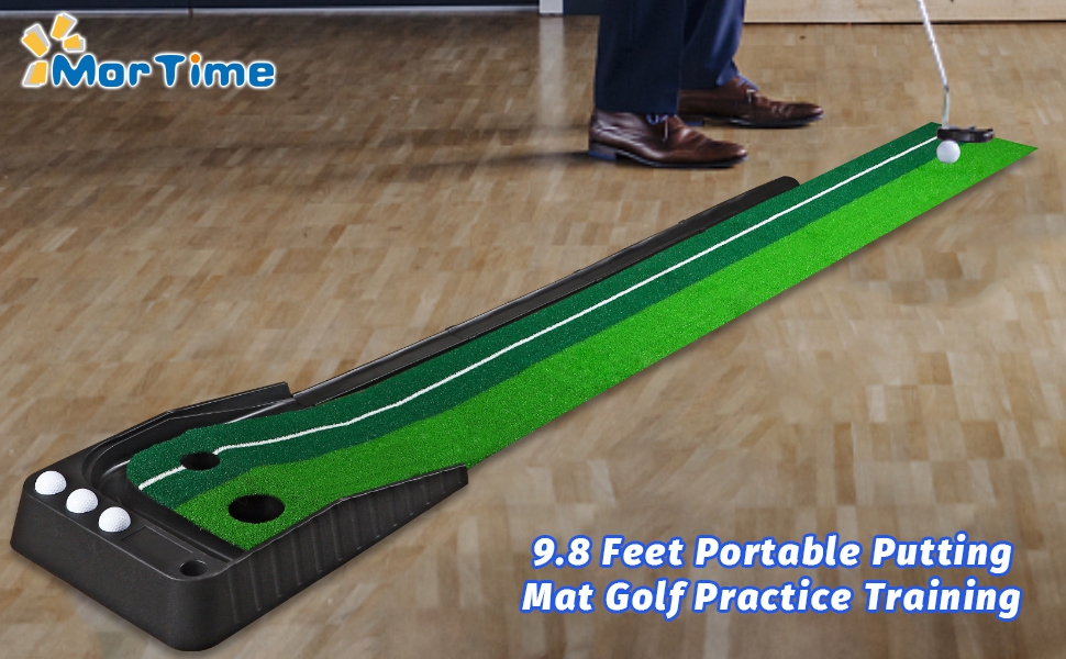 MorTime Golf Putting Green 9.8 Feet Portable Putting Mat
