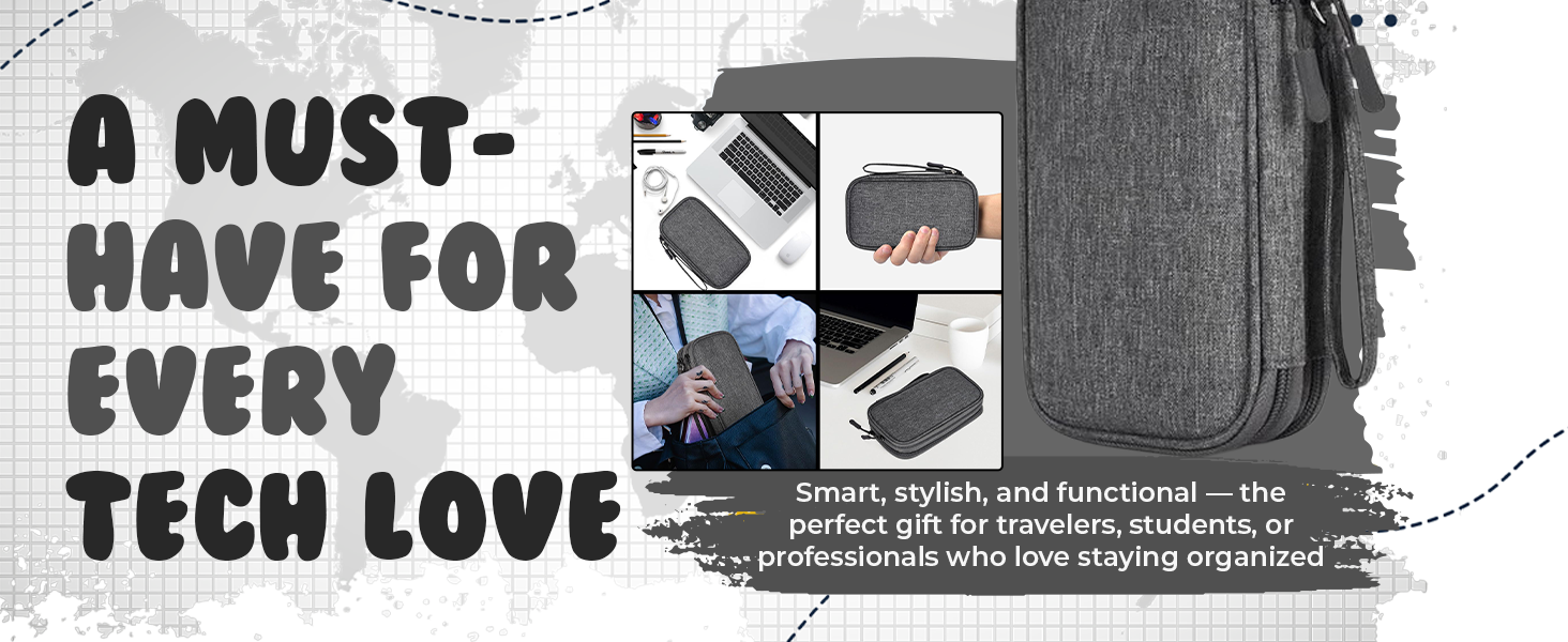 SaleOn 8.3x5 Inch Portable Storage Organizer for cables, charger, power bank & digital gadgets.