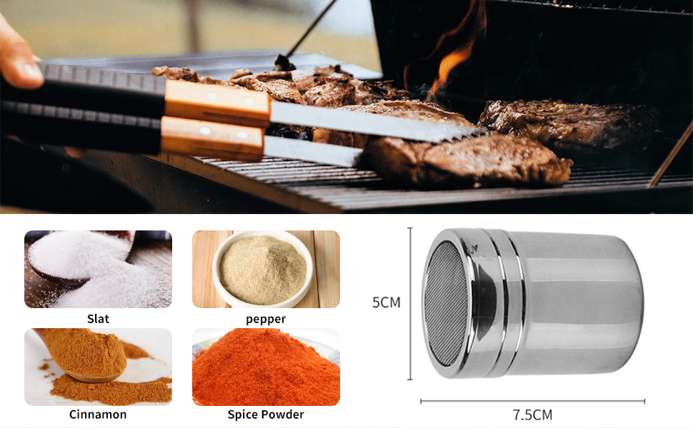 Flour Sugar Salt Shaker,1Pcs Stainless Steel Small Salt & Pepper