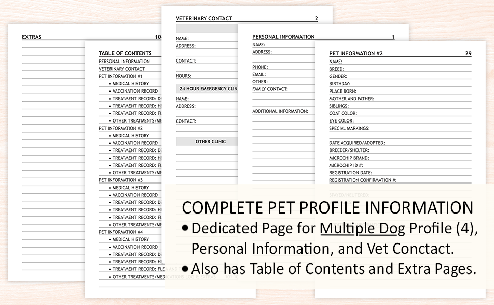 dog medical record and vaccine book