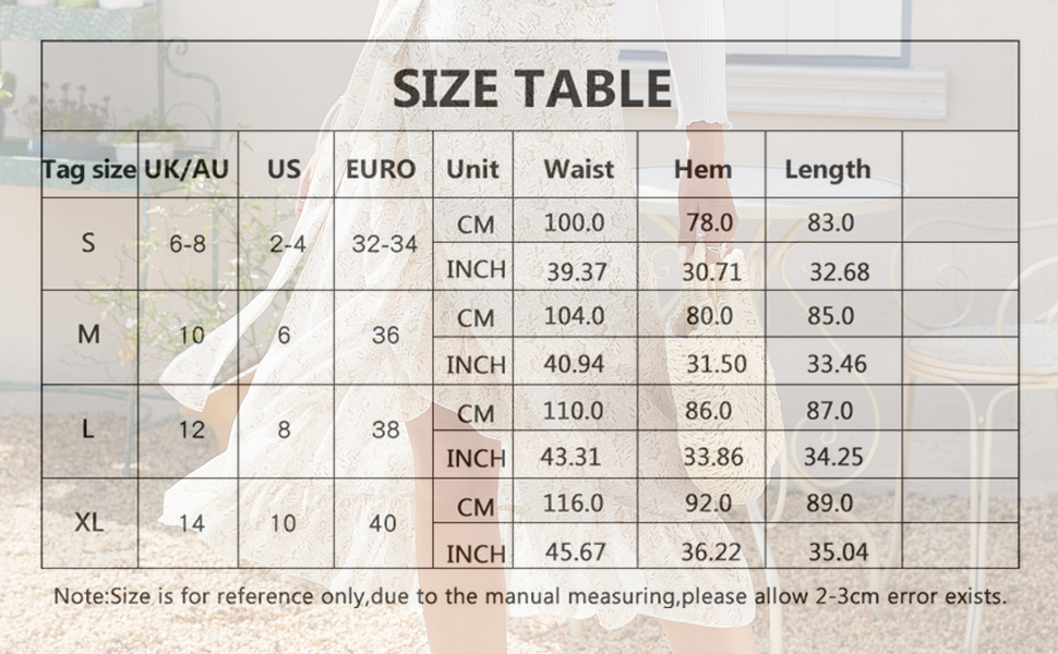 size table