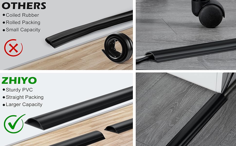 68in Cord Cover Floor, Large Capacity Floor Cable Cover