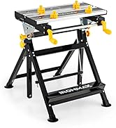 IRONMAX Portable Work Bench, 7-Level Height Adjustable & Reclining Work Table w/ 8 Sliding Clamps...