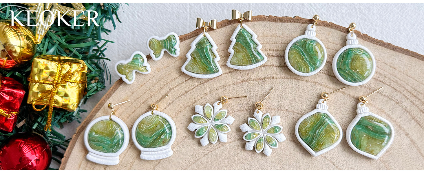 Keoker Christmas Embedded Clay Cutters, Christmas Polymer