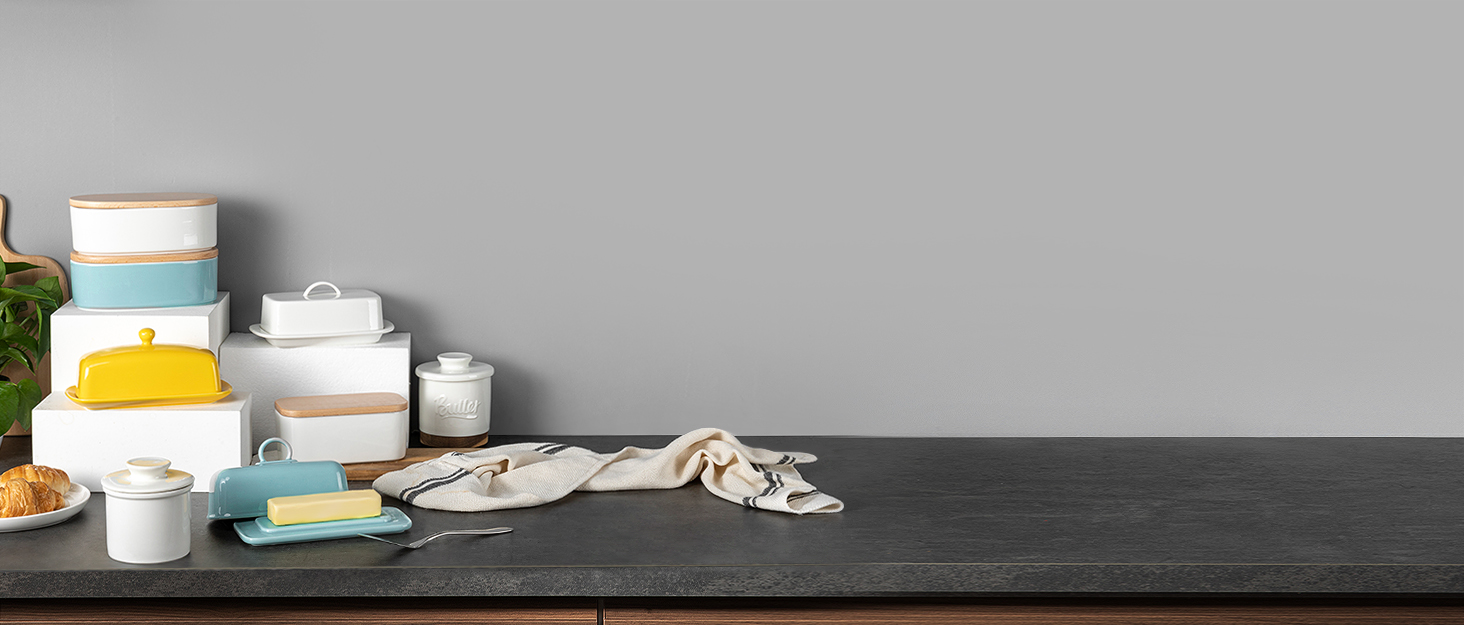 Sweese Butter Dish with Lid, Large Porcelain Keeper with