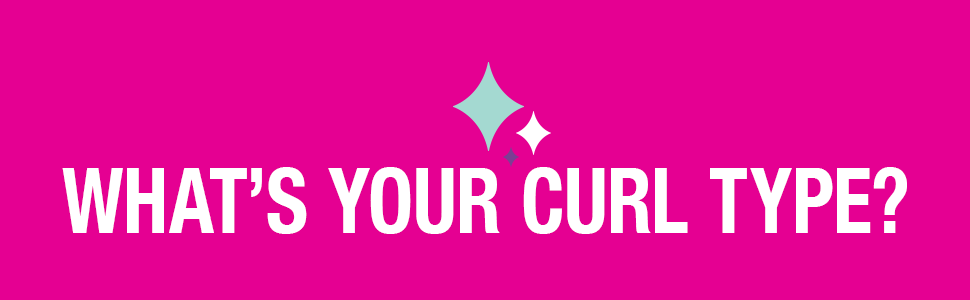 Pink Background with What's Your Curl Type banner with sparkles above 
