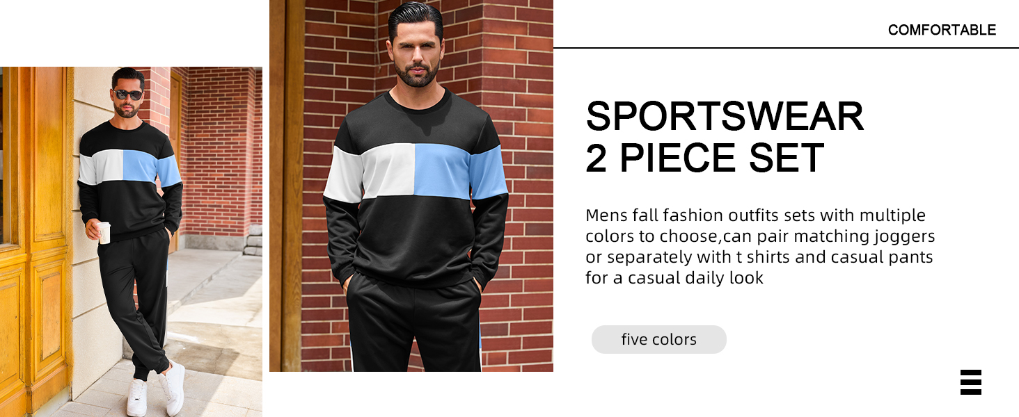 blue outfit for men long sleeve shirts for men men track suits 2 piece set mens lounge set