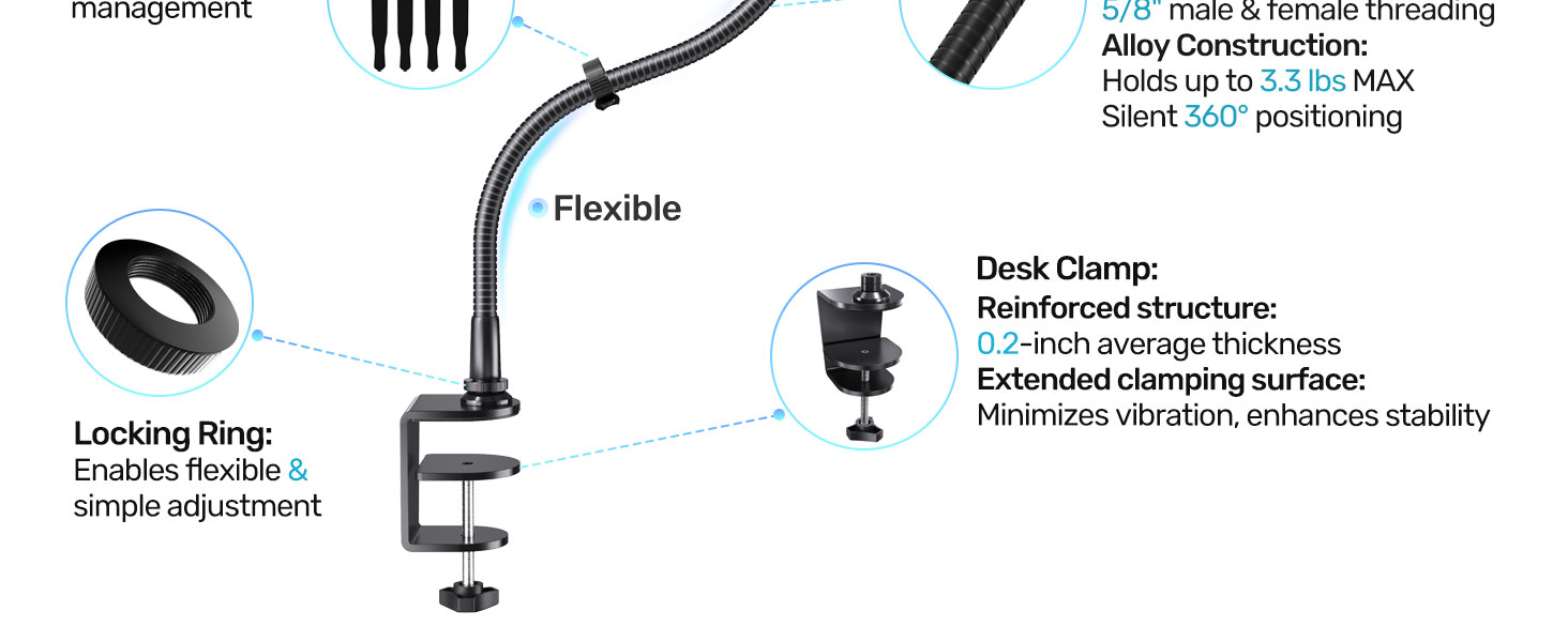 gooseneck microphone stand with desk clamp