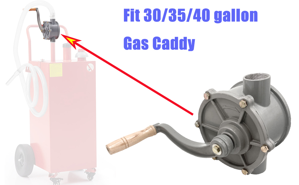 TTpartmoto Rotary Drum Pump, Gas Caddy with Pump Hand Fuel Pump for 30 Gallon Hand