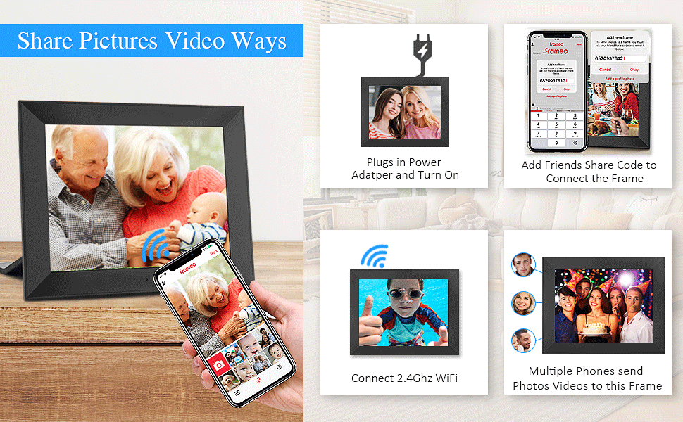 Frameo Digital Picture Frame WiFi Builtin 32GB 10.1