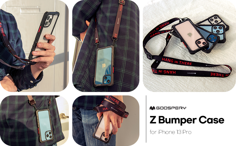 GOOSPERY Z Bumper Funda Compatible con iPhone 13 Pro [Correa incluida