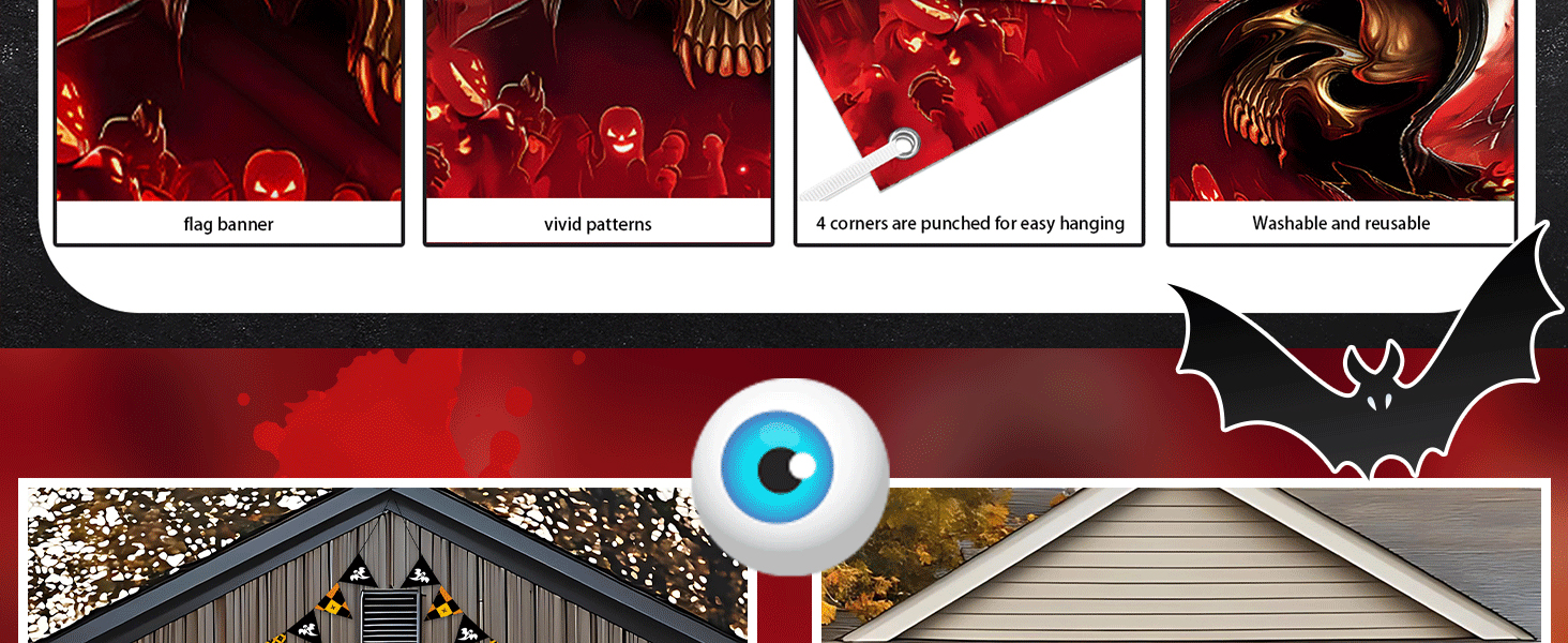 Black & Red Garage Door Cover Ghost Castle Pumpkin Halloween Large Grim Reaper Banner 