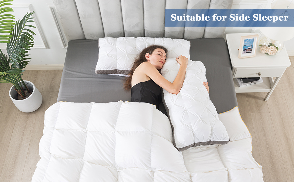 WhatsBedding Goose Down Feather Pillows King Size Set of 2