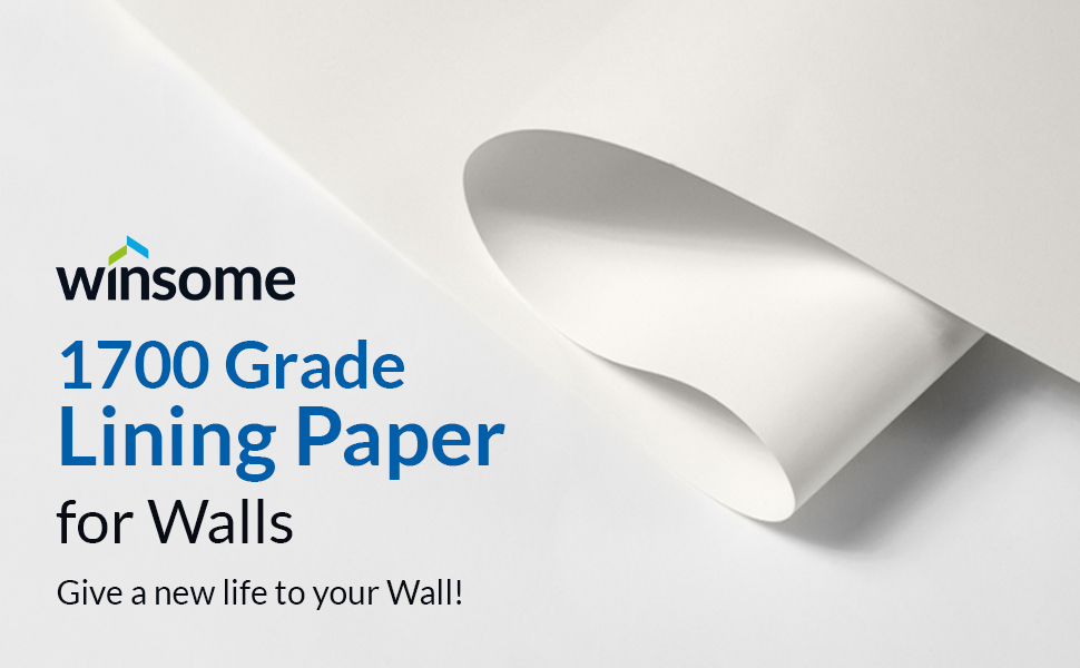 WINSOME 1700 Grade Lining Paper for Walls Thick Paintable White