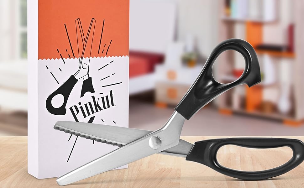 Pinkut Pinking Shears for Fabric Cutting with Cushioned Handles
