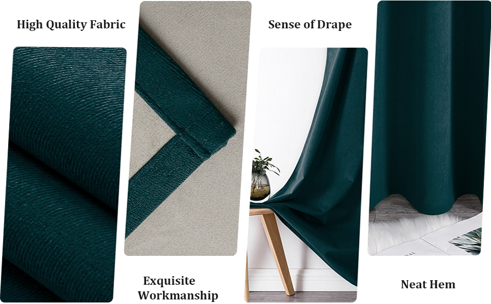 CUCRAF Noise Reducing Blackout Velvet Curtains,Sun Blocking Thermal