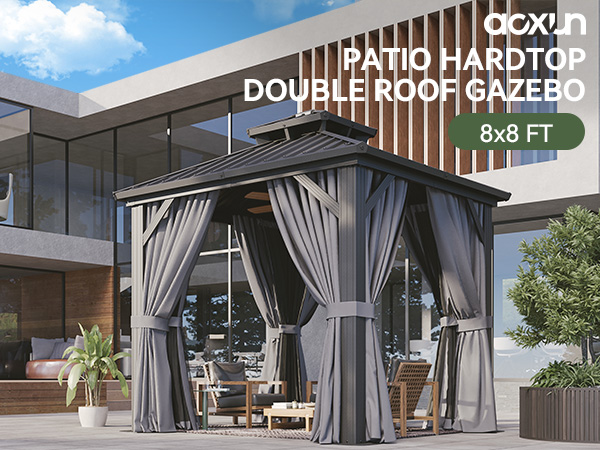 Amazon.com : Aoxun 8'x8' Hardtop Gazebo, Aluminum Frame