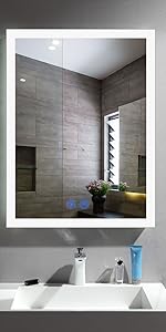 LEDミラー浴室鏡壁掛け洗面鏡 曇り止めかがみバスルームお風呂ミラー