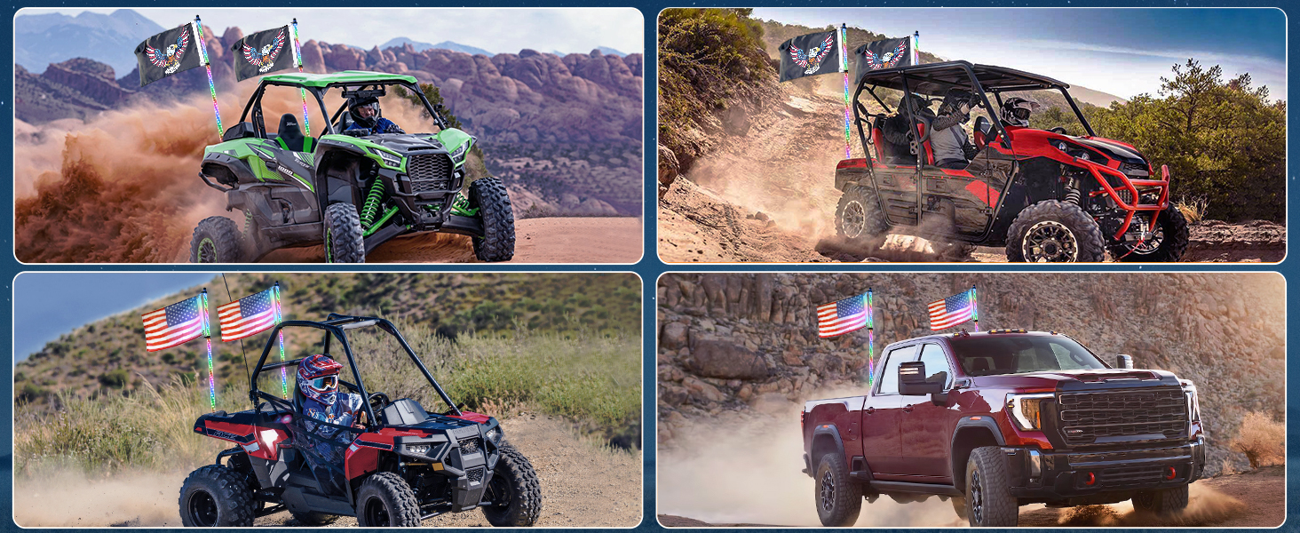 spiral RGB LED whip light with APP control for UTV ATV lighted whips for truck RZR SXS