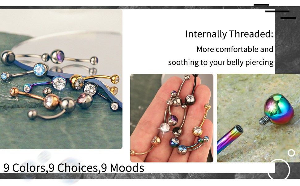 OUFER Body Piercing 14MM Internally Belly Button Bars G23 Solid