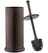 Home-it Toilet Bowl Brush and Holder - Bronze Bathroom Accessories Covered Toilet Brush Compact, ...