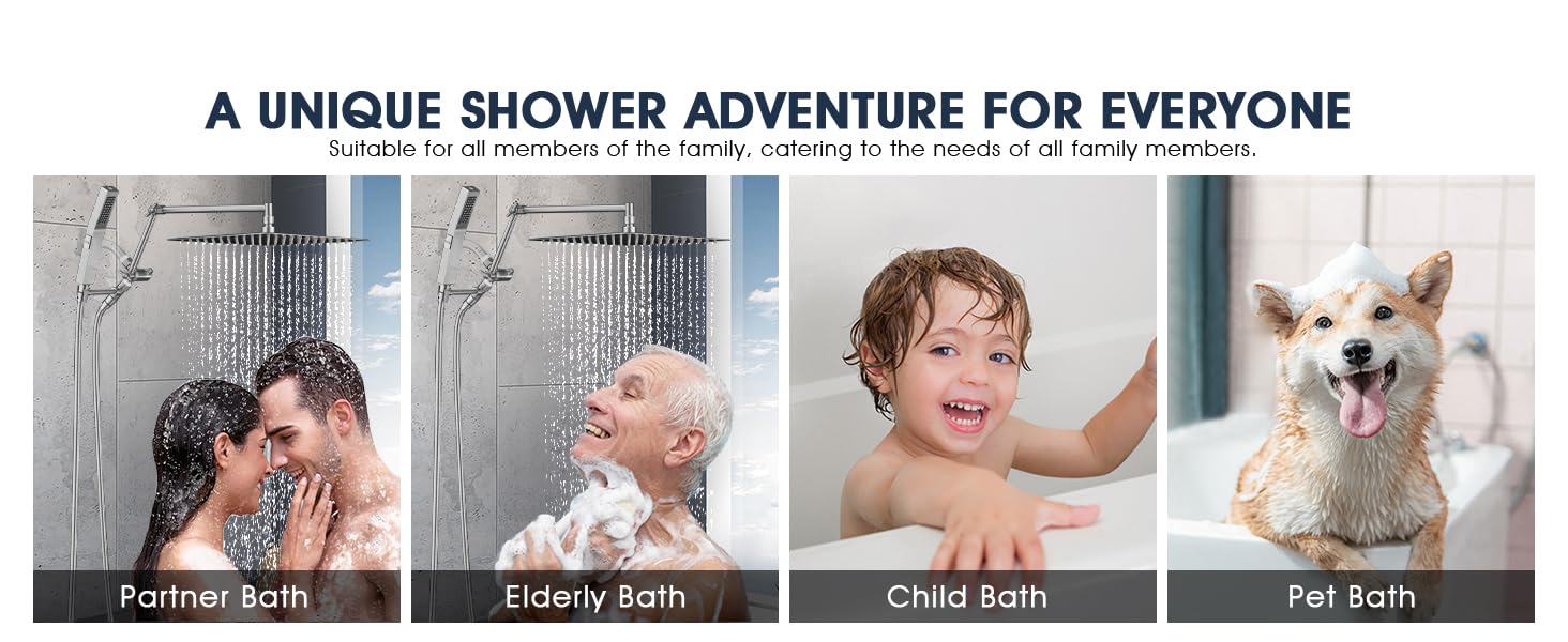 PDPBath All Metal Rain Shower Head with Handheld Spray Combo, 12