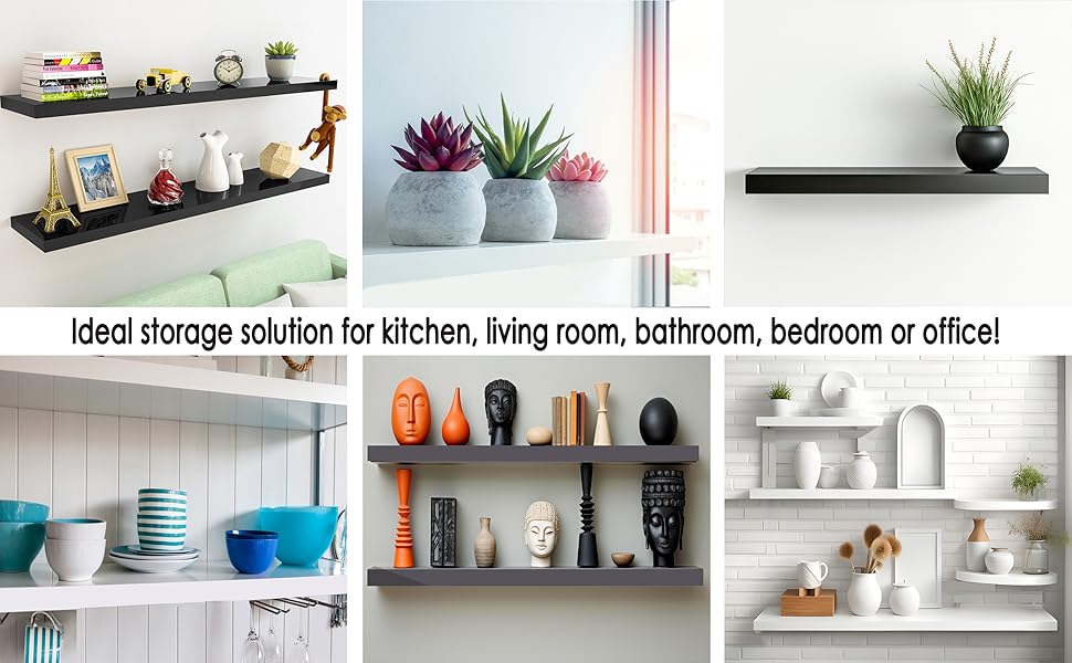 Multiple use of floating shelves