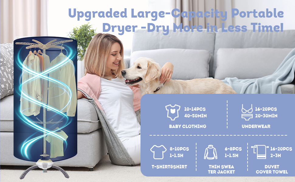 Portable Clothes Dryer - Upgraded Large Capacity for Families, Apartments,Travel and RV, Mini 900W Fast-Drying Machine for Clothing and Shoes Quick And Easy to Use Foldable Compact Dryer 20 portable dryers for laundry