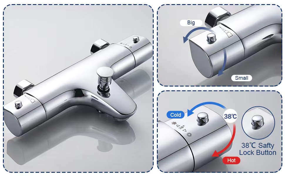 SINKTORY Thermostatic Bath Shower Mixer Tap, Anti Scald 38
