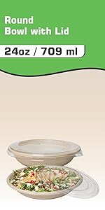 24 ounce paper bowls clear lids disposable salad bowls acai bowl smoothie container cup