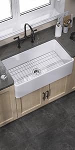 ZUAGCO Small Farmhouse Sink 24 X18 White Fireclay Undermount