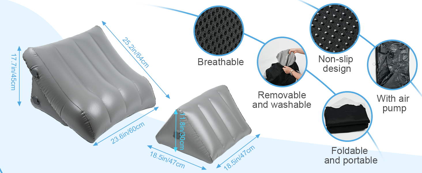 Inflatable Bed Wedge Pillow Set for Sleeping, Adjustable
