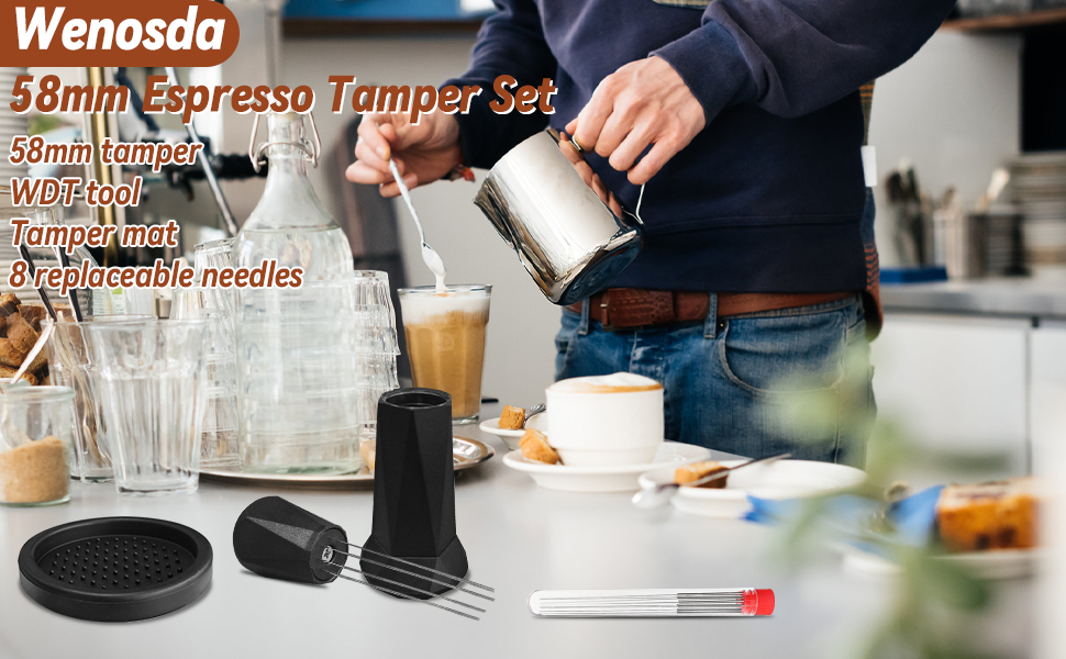 Espresso Tamper, Coffee Tamper 58 mm Set, Upgraded Espresso