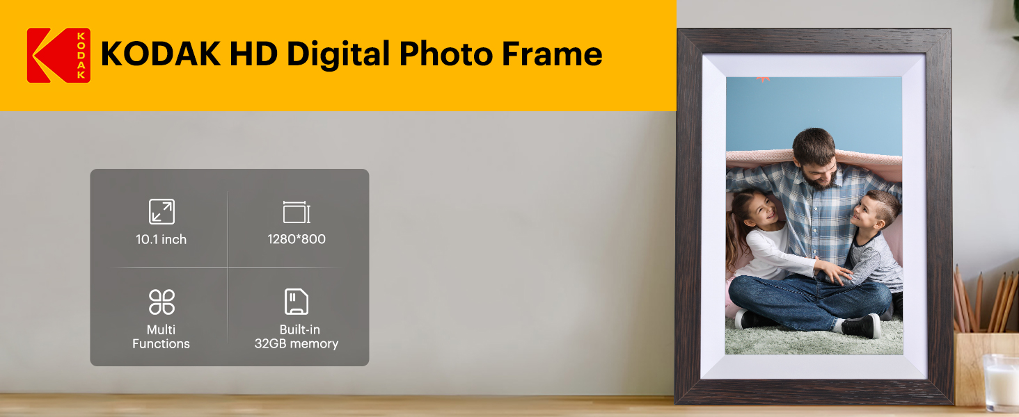 KODAK Digital Picture Frame 10.1 Inch WiFi Electronic Picture Frame HD