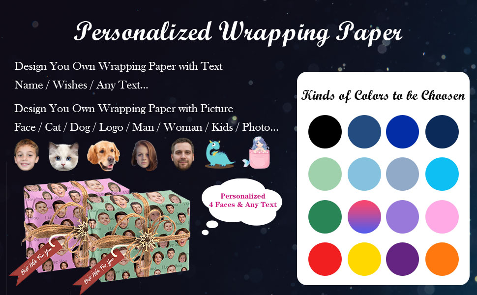 M YESCUSTOM Custom Wrapping Paper with Photo Text