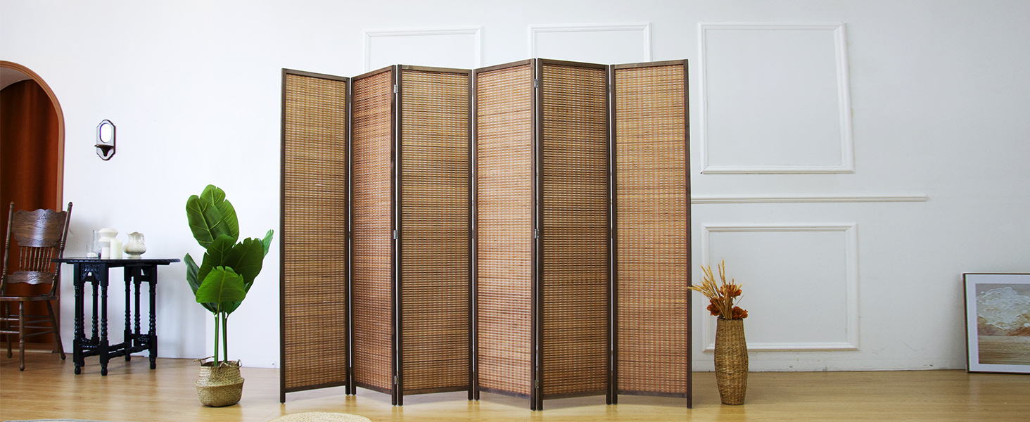 furnnylane 6 panel bamboo room divider