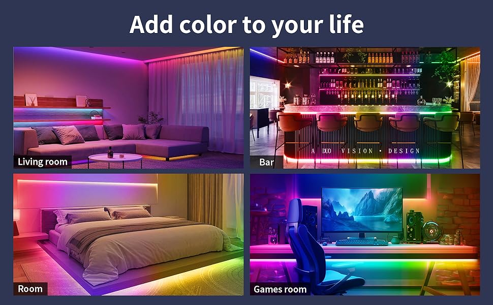 COB RGB Lights 20FT/6M RGB Smart IC Led Strip Lights with RF Controller Music Synchronization