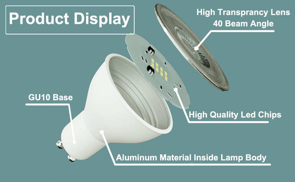 LumStory GU10 LED Bulbs Daylight White 5000K, 6W 600LM Dimmable GU10