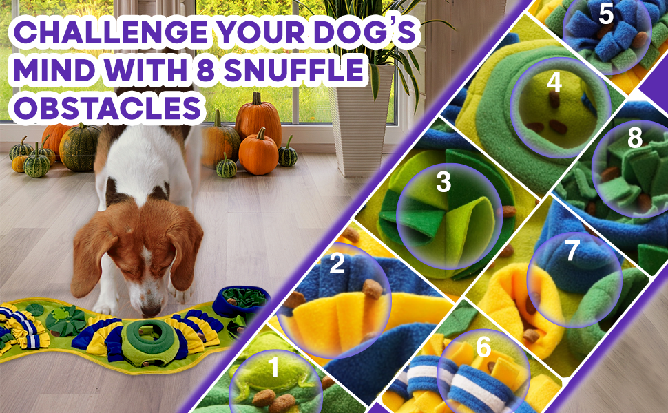 Snuffle mat with 8 obstacles for small and large breed
