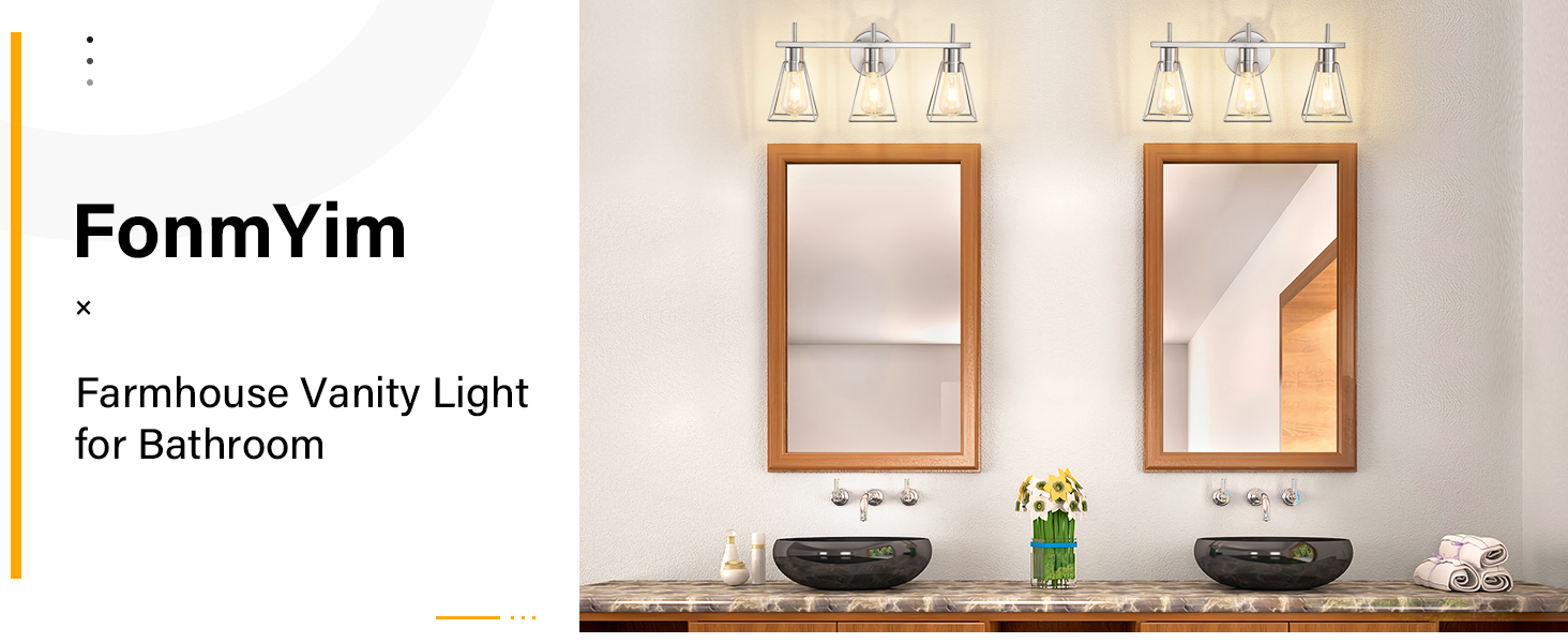 FonmYim Farmhouse Brushed Nickel Vanity Light, Bathroom Lighting